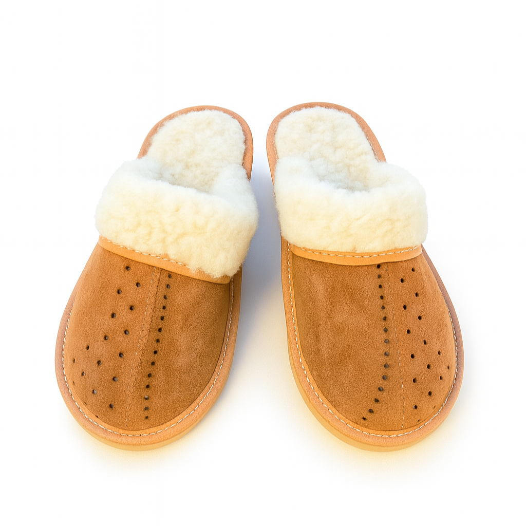 Chaussons en daim marron