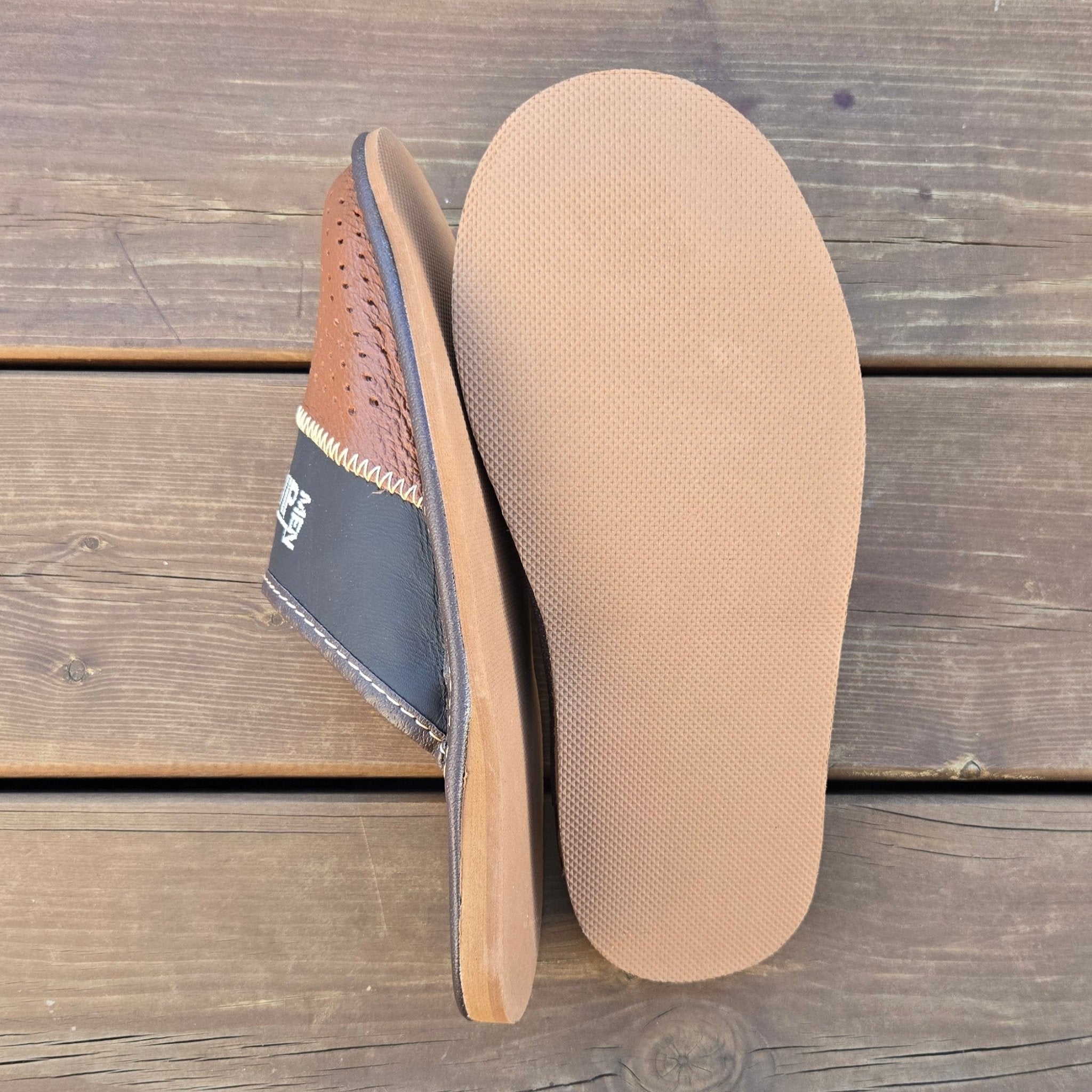 Labelpantoufle - Pantoufles cuir marron VIP