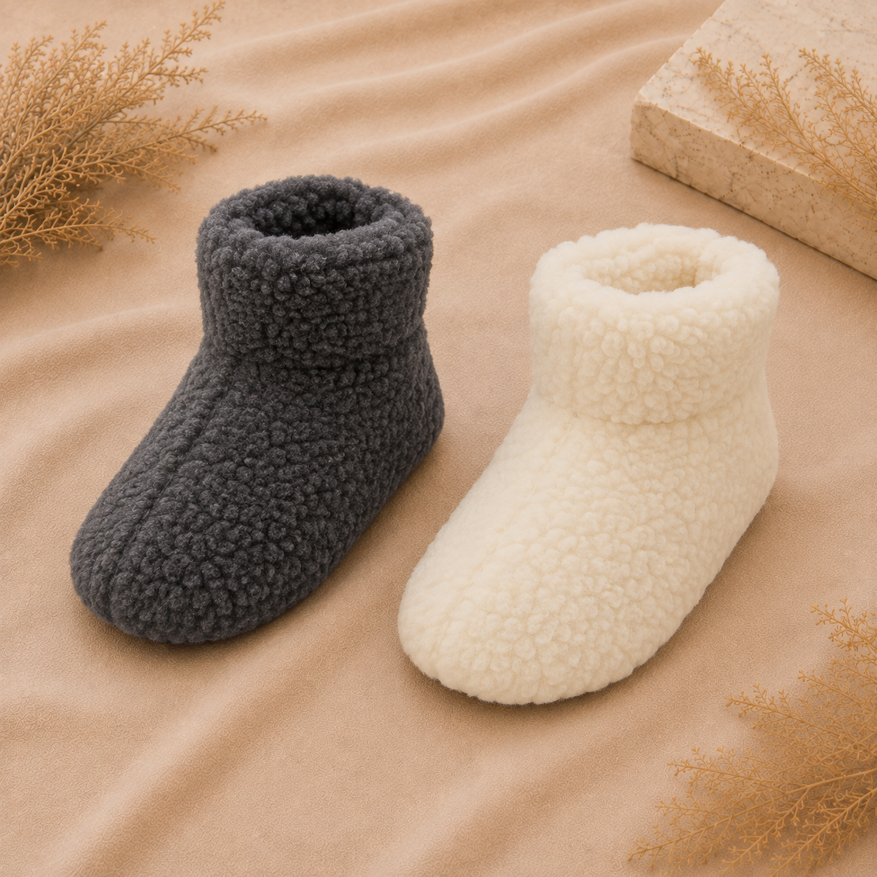 Bottillons montants en laine de mouton pour femme et homme Labelpantoufle