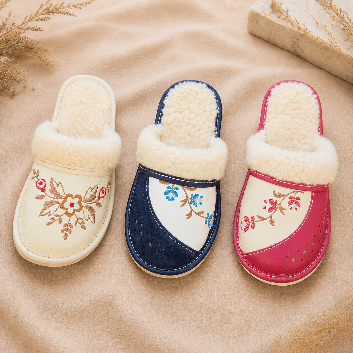 Chaussons en laine pour femme