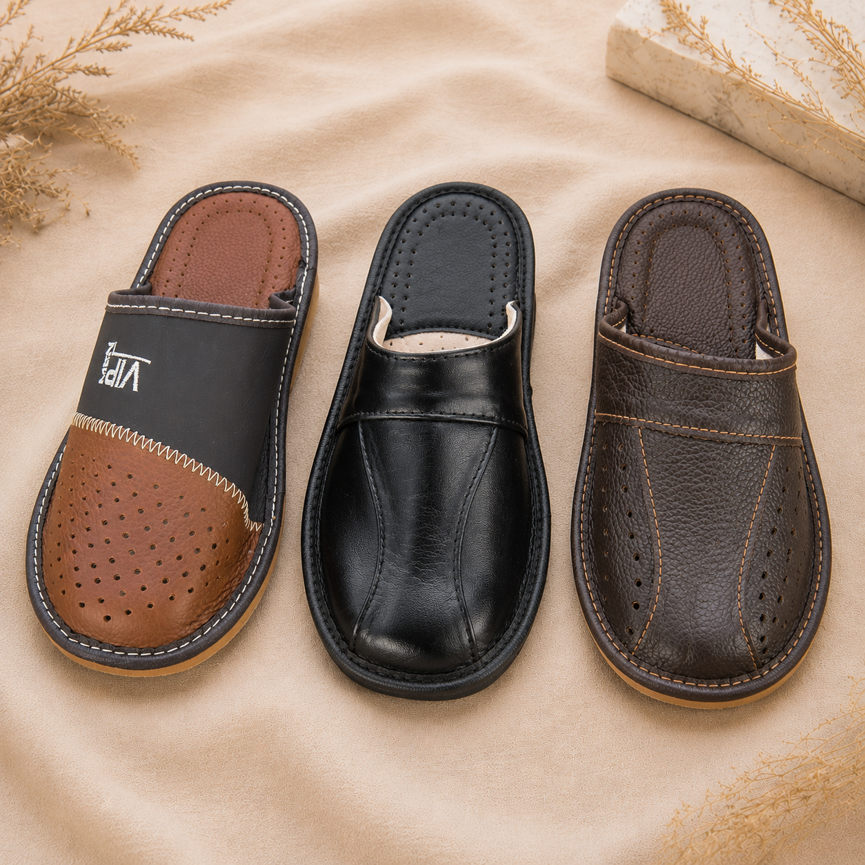 Pantoufles et chaussons en cuir pour homme Labelpantoufle