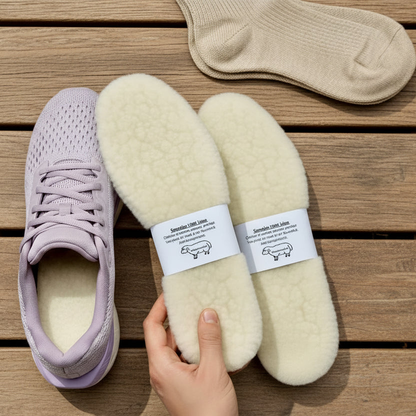 Semelles naturelles en laine de mouton, confort thermique et douceur pour chaussures d'hiver