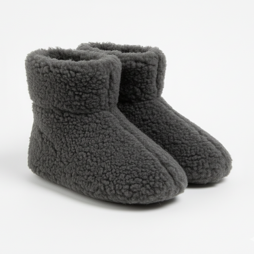 Bottillons en laine de mouton gris Labelpantoufle, chaussons montants chauds