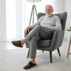 Pantoufles homme cuir marron clair brodées