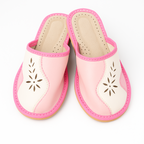 Pantoufles en cuir rose femme Labelpantoufle