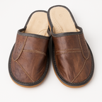 Pantoufles en cuir souple marron homme Labelpantoufle