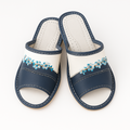 Pantoufles en cuir bleu bout ouvert femme Labelpantoufle, mules