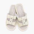 Mules femme cuir beige bout ouvert