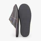 Pantoufles homme cuir marron foncé uni