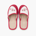 Pantoufles femme en cuir rouge