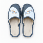 Pantoufles femme en cuir gris
