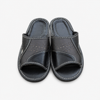 Mules homme cuir marron et noir bout ouvert