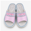 Mules femme cuir rose et gris bout ouvert