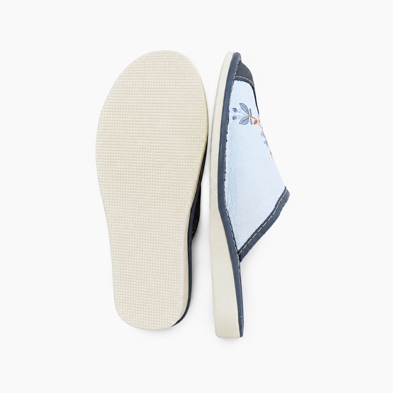 Pantoufles femme en cuir gris