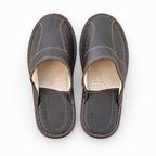 Pantoufles homme cuir marron foncé uni