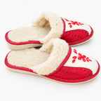Pantoufles femme hiver en laine de mouton, brodées