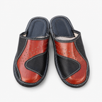Pantoufles homme cuir bicolore marron et noir