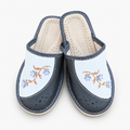 Pantoufles femme en cuir gris