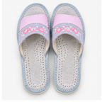 Mules femme cuir rose et gris bout ouvert