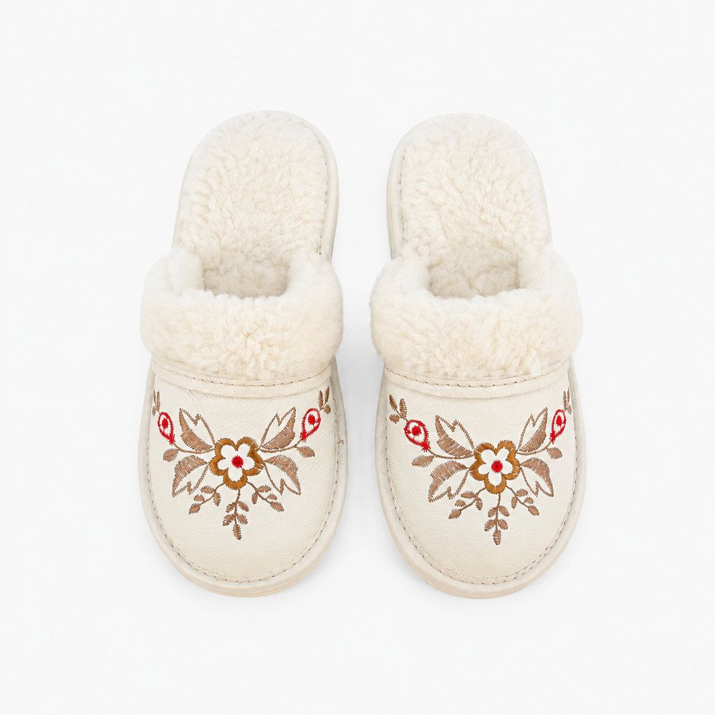 Chausson laine de mouton femme à talon 4 cm
