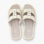 Mules femme cuir beige bout ouvert
