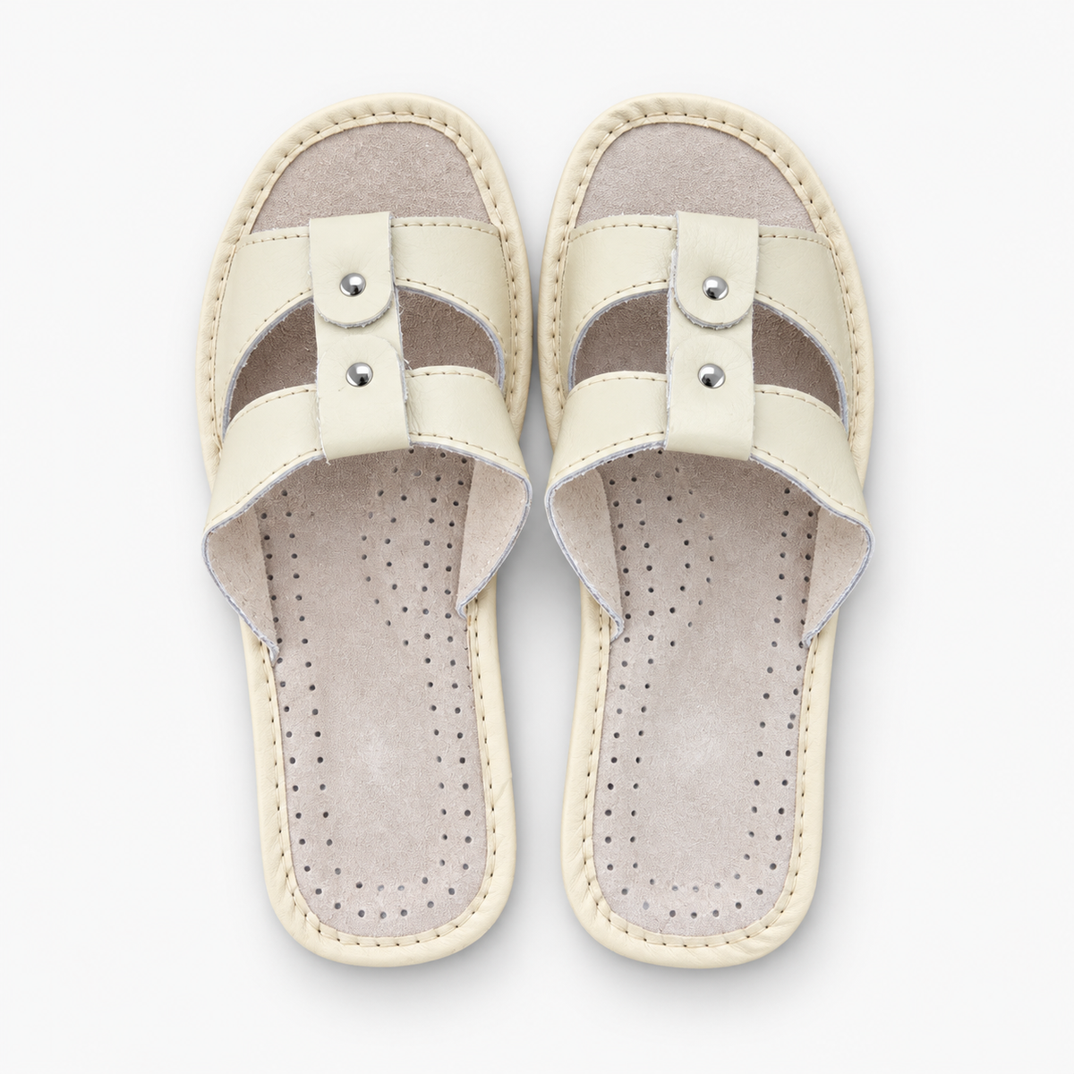 Mules femme cuir beige bout ouvert