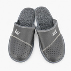 Chausson mouton homme, cuir et laine noir