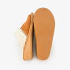 Chausson femme en mouton et daim marron, talon liège 4 cm
