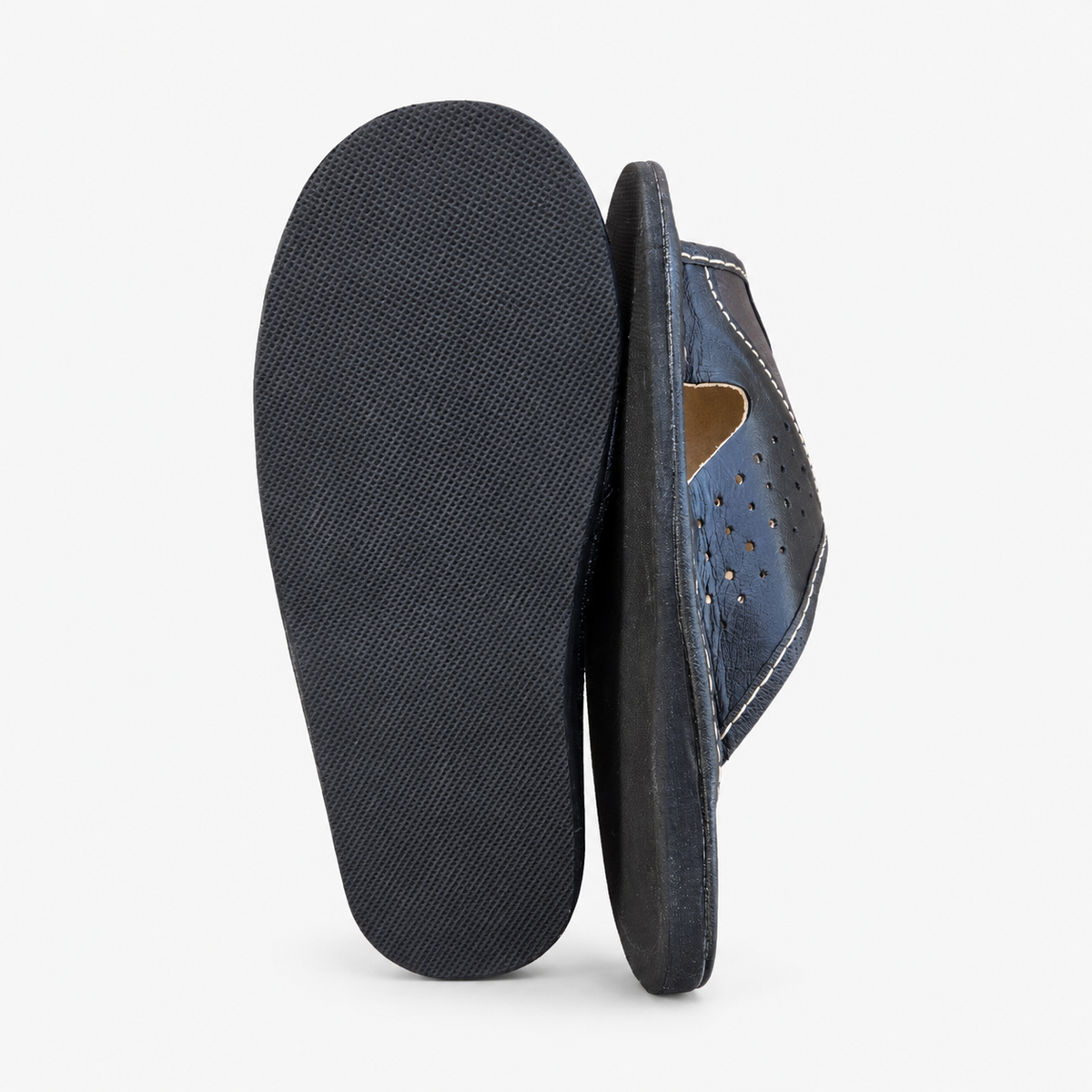 Mules homme cuir marron et noir bout ouvert