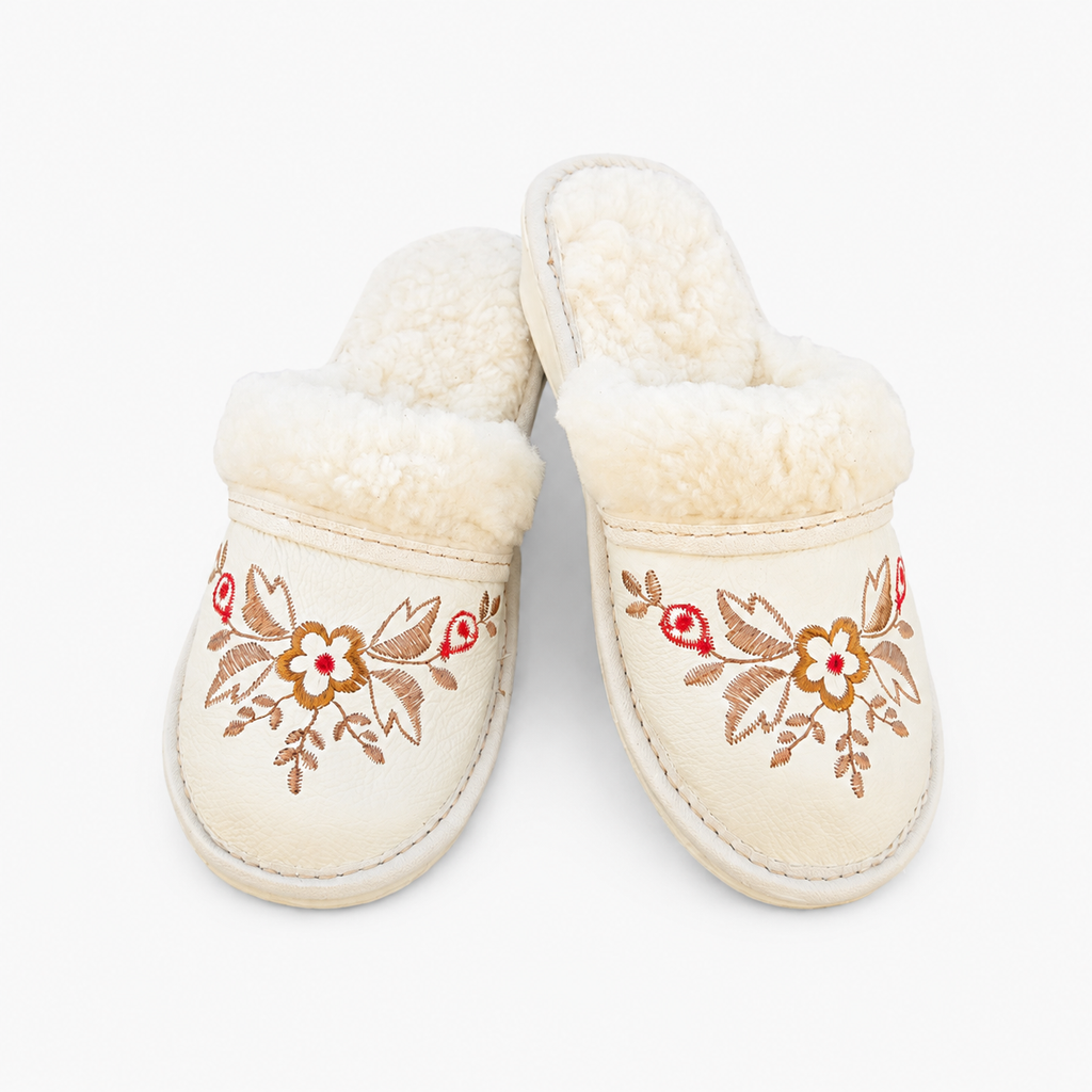 Chausson laine de mouton femme à talon 4 cm
