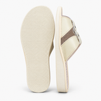 Mules femme cuir beige bout ouvert